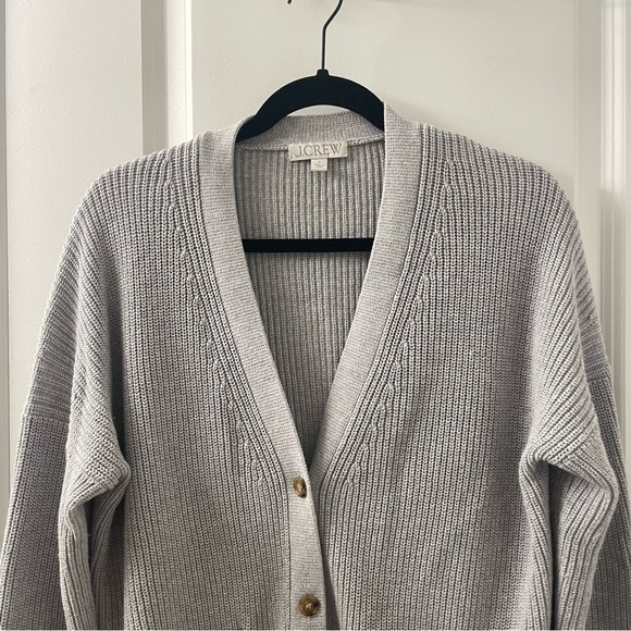 J. Crew Cashmere Cotton Button Front Cardigan Ribbed Knit Patch Pocket Small - Picture 2 of 7